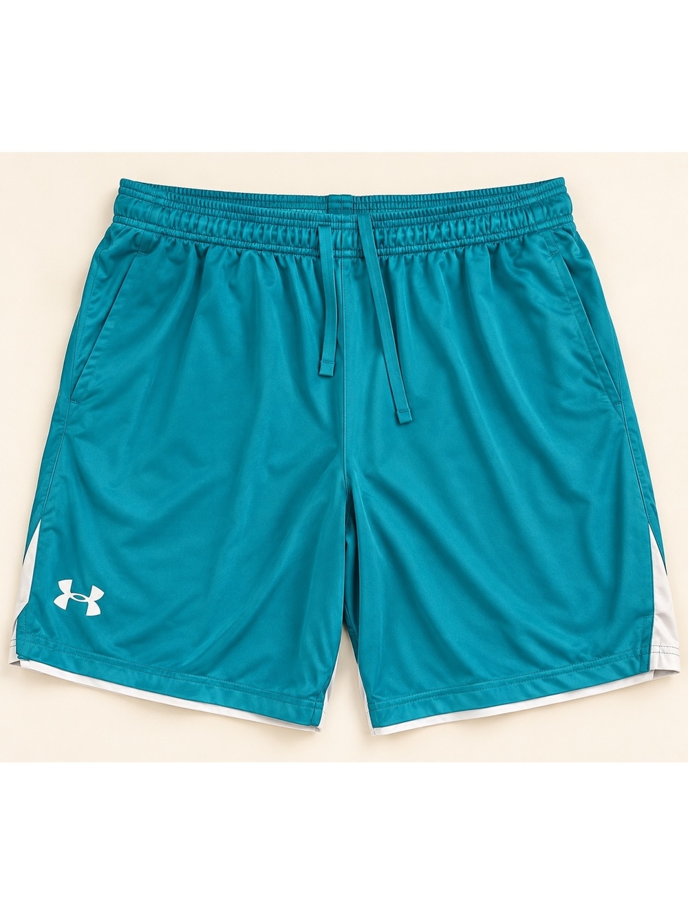 Under Armour Men’s Teal White Athletic Shorts Loose Fit Drawstring